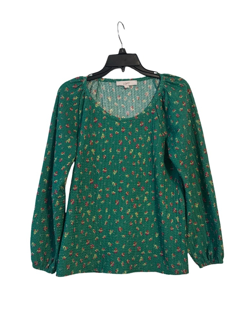 LOFT Emerald Green Floral Scoop-Neck Blouse